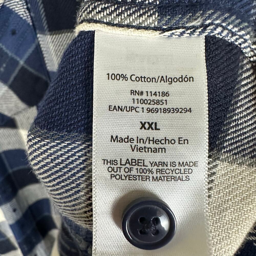 Frye Shirt Mens XXL Blue Plaid Jacquard Flannel Button Front Long Sleeve Western - Picture 7 of 12